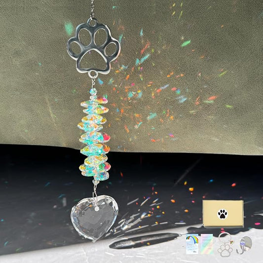 Dog Memorial Suncatcher Colorful Sunlight, Dog Memorial Gifts, Rainbow Impressions for Pet Loss, Pet Sympathy, Thoughtful Dogs and Cats Remembrance, Bereavement Gifts-VerdiqueGarden