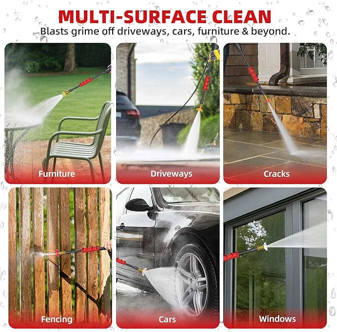 Electric Pressure Washer, 2.5 Max GPM Power Washer with Foam Cannon, Powerwasher with 4 Nozzles, High Pressure Washer for Cars, Driveways, Patios, Decks-VerdiqueGarden