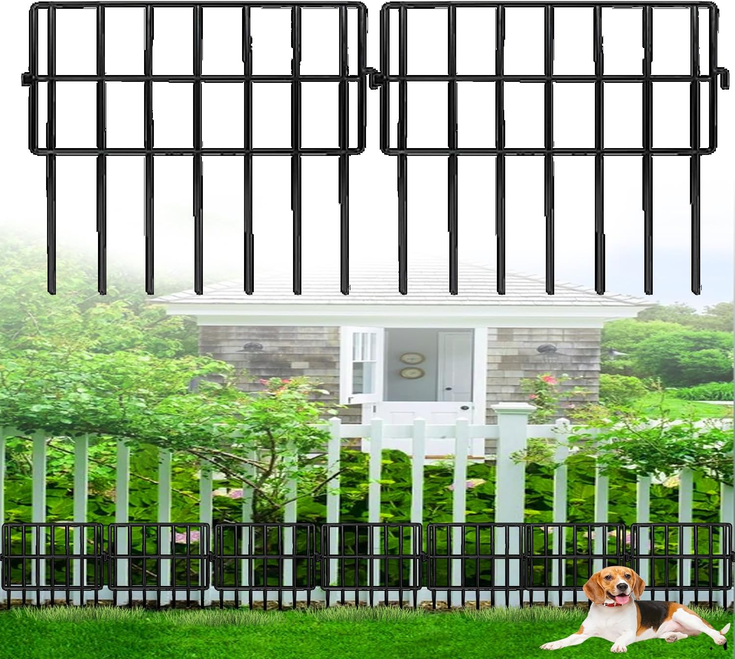 Decorative Garden Fence 17in x10.8ft,10 Pack Rustproof Metal No Dig Fence Animal Barrier for Dog and Rabbits,Square Flower Bed Edging Ornamental Wire Border Panel Fencing,Yard Patio Defense(Square)-VerdiqueGarden