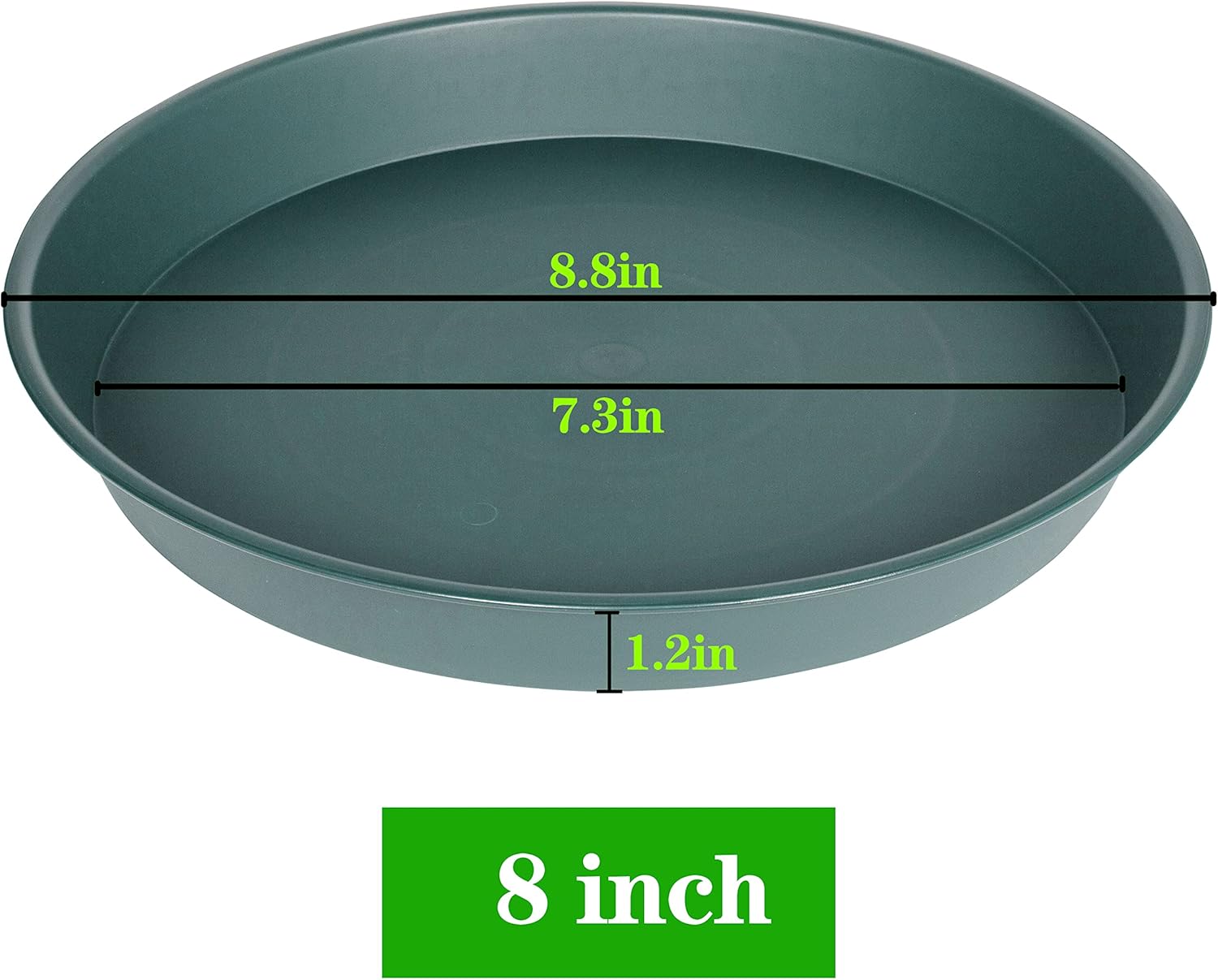 6 Pack of Bird Bath Bowl 8 inch, 8 10 12 14 16 18 20 inch Heavy Duty BirdBath Bowls only, Durable Plastic Round Large Plant Saucer Dish for Garden (8", Green)-VerdiqueGarden