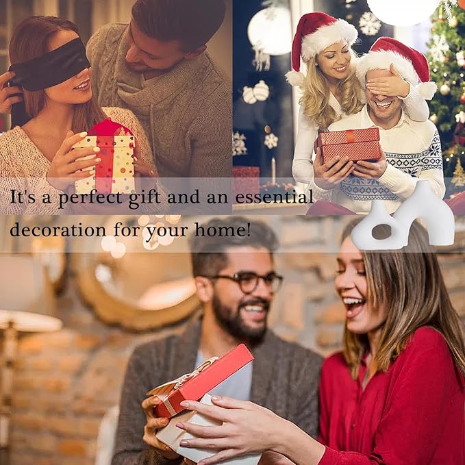 CEMABT White Ceramic Vase Set of 2 for Modern Minimalist Bohemian Decor，Round Matte Donut Vases for Pampas Grass-Perfect for Living Room, Dining Table, Office Bedroom Shelf Decor Entryway, Console-VerdiqueGarden