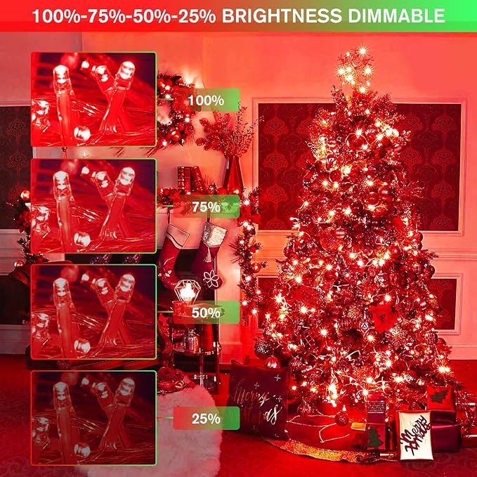 JMEXSUSS 100 LED Red & Green Christmas Lights Plug in, Christmas String Lights Indoor, 33ft Connectable Color Changing Christmas Lights Outdoor for Christmas Party Decor-VerdiqueGarden