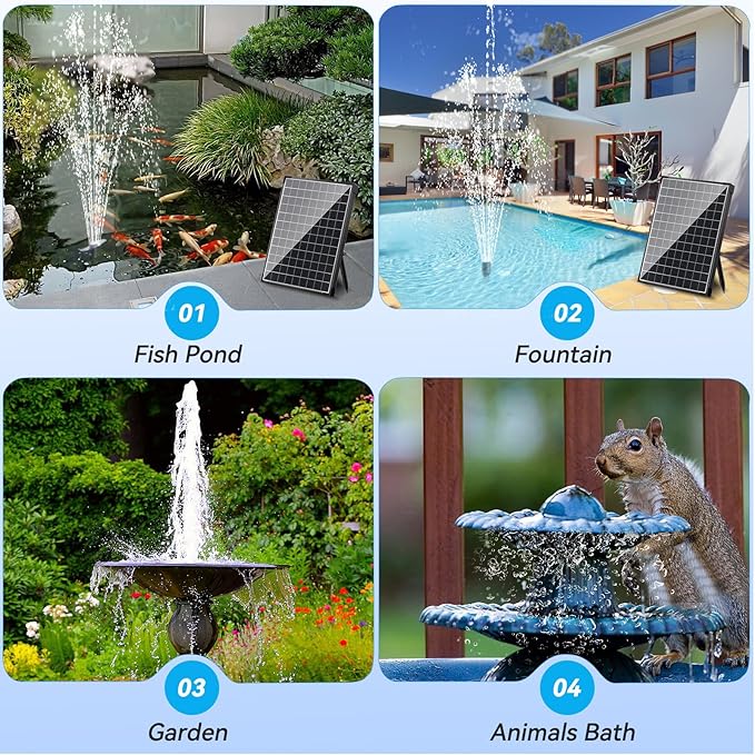POPOSOAP 25W Solar Water Fountain Pump, Solar Water Pump with Flow Adjustable, Solar Pond Pump Pump with Dry-Run Protection & Diverter Valve for Ponds, Garden, Fish Tank, Waterfall, Hydroponics-VerdiqueGarden
