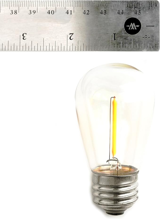 Hometown Evolution, Inc. 100' E26 Commercial LED Outdoor String Lights (100 Foot 50 Socket, S14 LED Filament 1 Watt Light Bulbs)-VerdiqueGarden