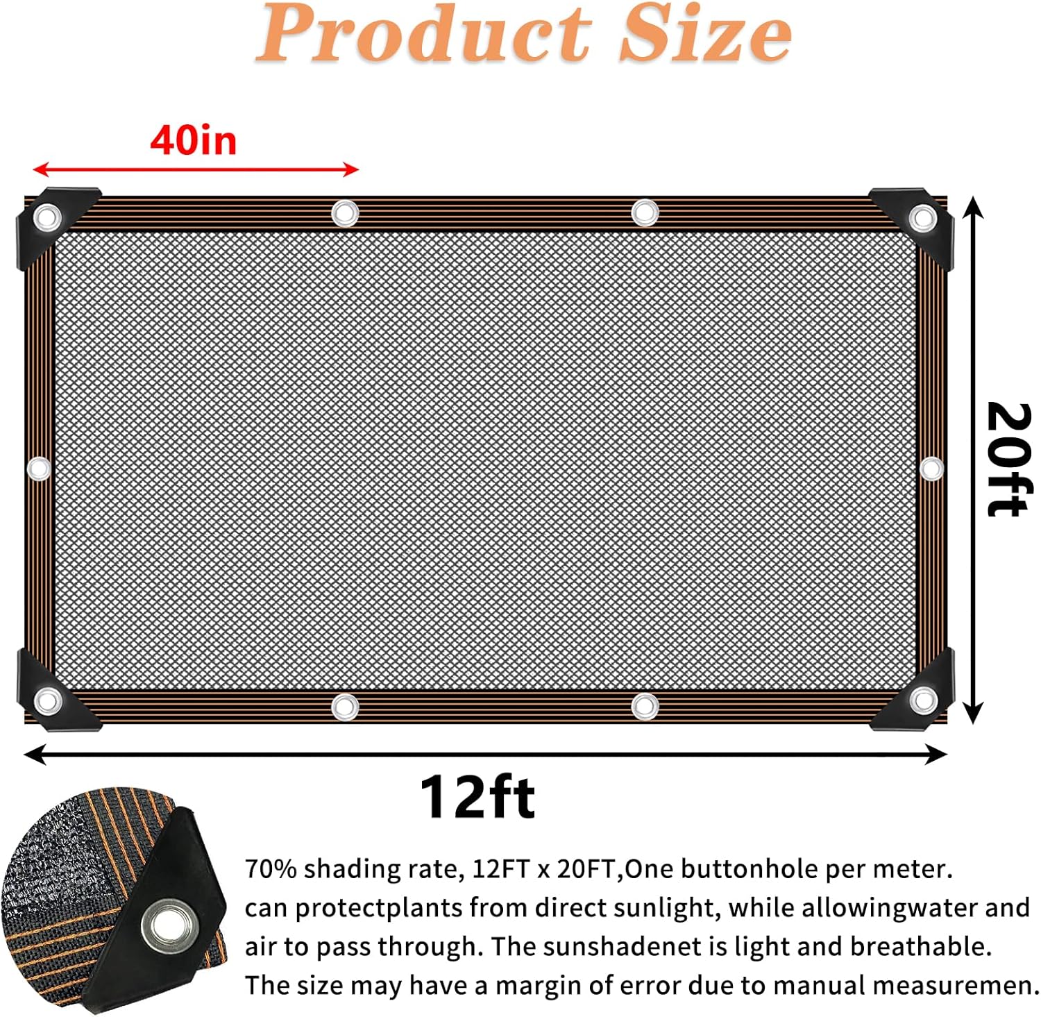 Shade Cloth - for Plants Greenhouse, 70% Sunblock Shade Sails -for Outdoor Garden Pergola Patio Lawn Sun Protection Covers for Kennel Chicken Coop Easier to Hang Plant Net Cover-VerdiqueGarden