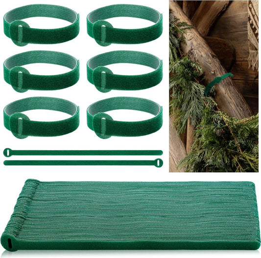 80 Pcs 16 Inch Christmas Garland Ties Green Adjustable Holiday Banister Ties Reusable Fastener Strap Nylon Garden Plant Cable Strap Christmas Tree Wreath Hook Loop Organizer for Home Office-VerdiqueGarden
