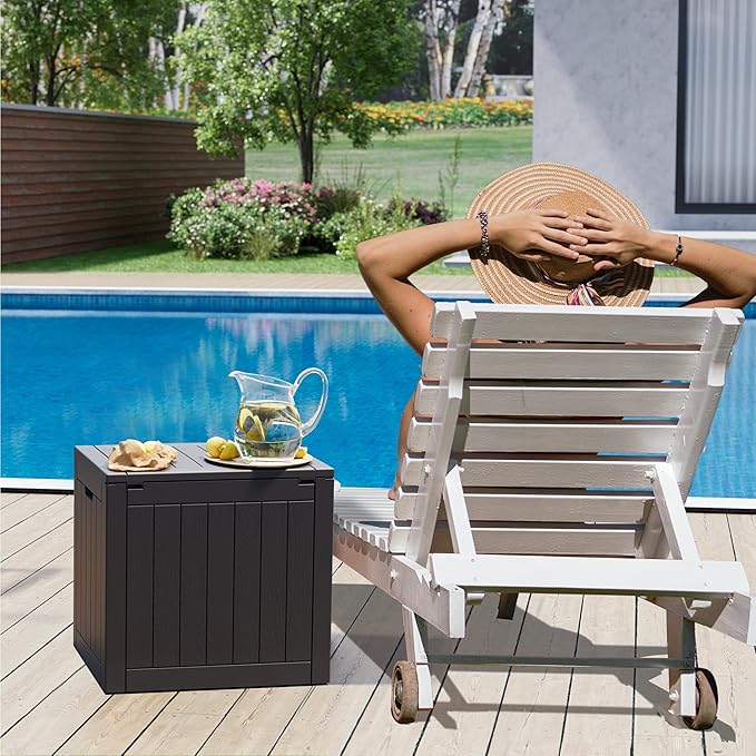 33 Gallon Outdoor Storage Box, Waterproof Resin Deck Box for Indoor & Outdoor Use – Lockable Patio Storage Bin for Garden Tools, Package Deliveries, Pool Accessories, Sports Gear & Furniture-Black-VerdiqueGarden