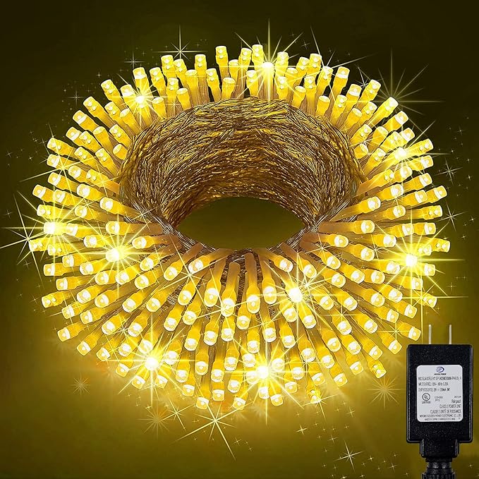 KNONEW 197FT 500 LED Christmas Lights Outdoor String Lights 8 Modes & Memory Fairy Light Plug in Waterproof LED String Lights for Xmas Yard Tree Wedding Party Holiday Decorations (Warm White)-VerdiqueGarden