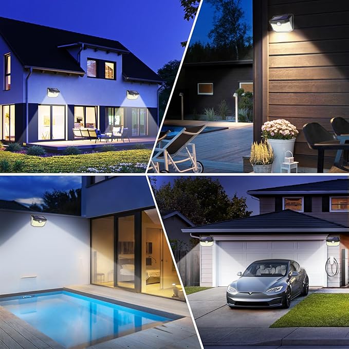 Aootek Solar Lights 4 Packs, Motion Sensor Light IP65 Waterproof with 3 Lighting Modes,Solar Lights Outdoor Waterproof for Garden Patio Garage Yard Deck-VerdiqueGarden