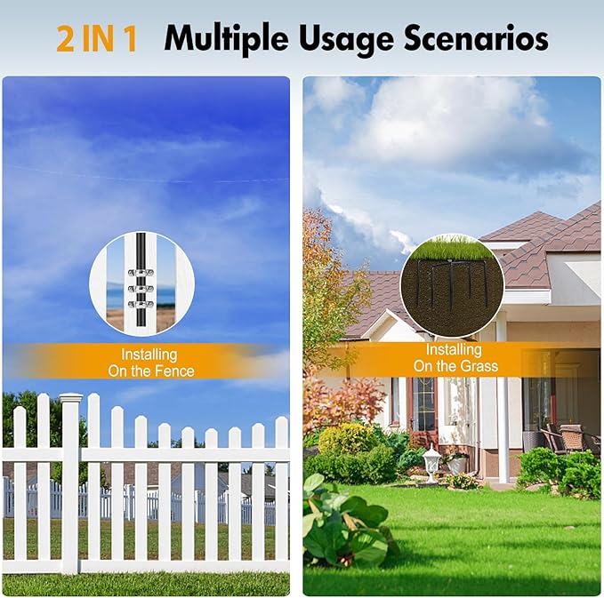 String Lights Poles Outdoor 10.3FT, 2 Pack 2 in 1 Upgraded Metal Light Poles for Hanging String Lights, Outside Lighting Stand with Hooks for Wedding, Parties, Deck, Garden, Fence Decor-VerdiqueGarden