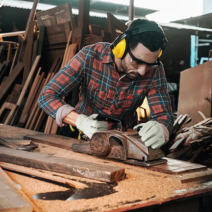 HLDD HANDLANDY Leather Work Gloves for Men & Women, Adjustable Wrist Cowhide Gardening Glove with Reinforced Palm for Driver-VerdiqueGarden