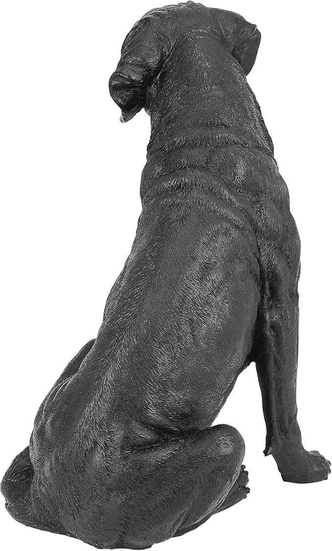 Design Toscano Labrador Retriever Dog Indoor/Outdoor Garden Statue, 9 Inch Wide, 15 Inch Tall, Cast Stone Resin, Black Painted Finish-VerdiqueGarden