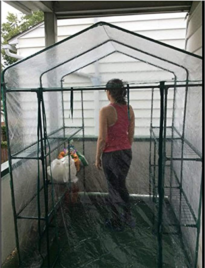 Home-Complete 514537FXW Walk-in Greenhouse-Indoor Outdoor with 8 Sturdy Shelves-Grow Plants, Seedlings, Herbs, or Flowers in Any Season-Gardening Rack, Green-VerdiqueGarden