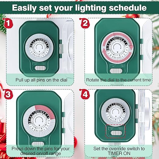 Feekoon 40 FT Extension Cord Splitter with Timer and 3 Outlet Plug, 16awg SJTW Outdoor Extension Cord with Multi Outlet Safety Cover for Holiday Lights Garden Patio Christmas Outdoor Decorations-VerdiqueGarden