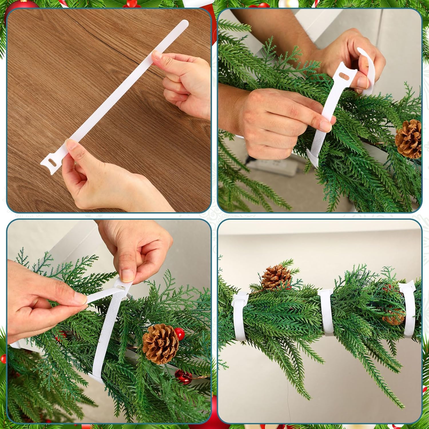 100 Pcs Christmas Garland Ties 12Inch Adjustable Holiday Garland Twist Ties for Holiday Christmas Halloween Tree Wreath Party Yard Wall Doorway Reusable Nylon Garden Cable Straps Decoration(White)-VerdiqueGarden