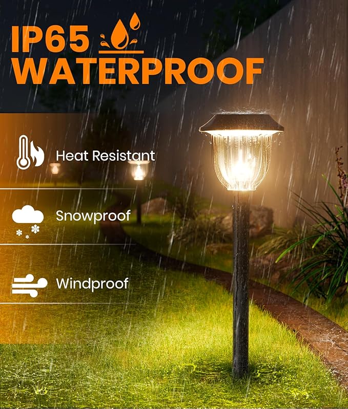 AOSEA Bright 10 Pack Solar Lights Outdoor IP65 Waterproof,LED Solar Lights for Outside,Landscape Lighting,Garden Decorative for Yard,Patio,Landscape,Pathway,Sidewalk,Driveway,Lawn (Warm)-VerdiqueGarden