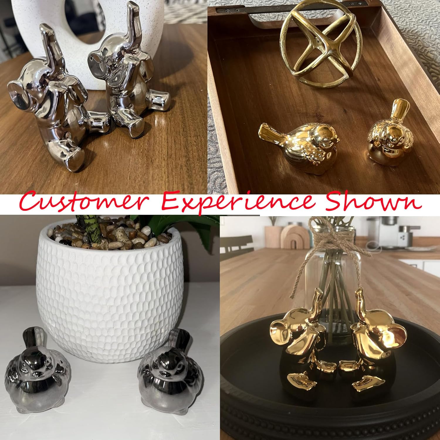 Set of 2 Small Birds Statues Gold Home Decor Modern Boho Style Figurine Decorative Ornaments for Living Room, Bedroom, Office Desktop, Cabinets, Shelf-VerdiqueGarden