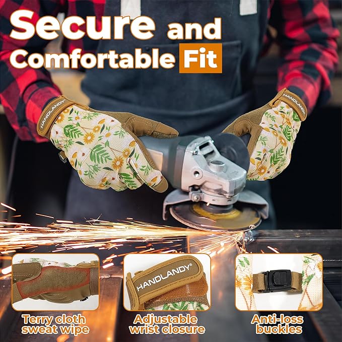 HANDLANDY Women Safety Work Gloves Utility Touch Screen Working Grip Glove for Yardwork Gardening Breathable Mechanic Gloves-VerdiqueGarden