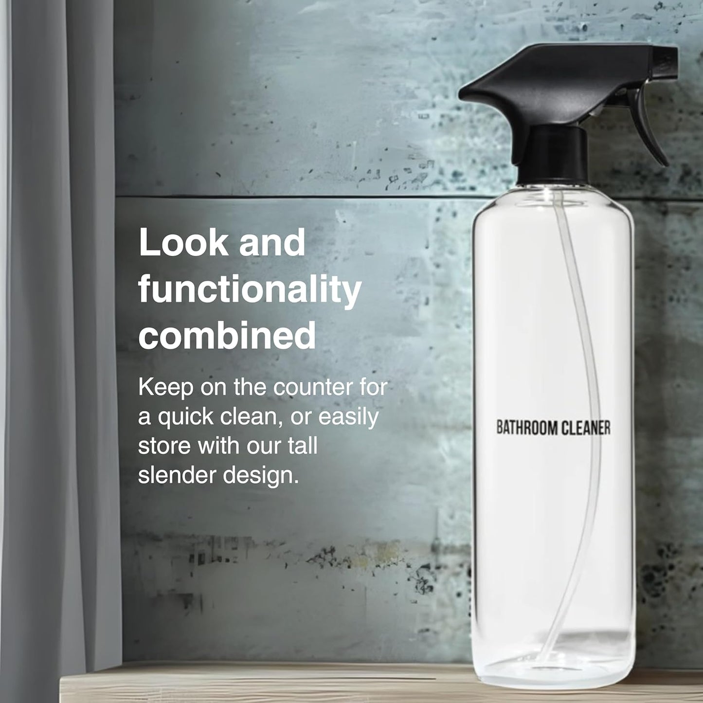 Public Goods Empty Glass Spray Bottle for Bathroom Cleaner | Refillable Spray Bottle for Cleaning | Made with Clear Borosilicate Glass for Toilets, Tile, Showers, Sinks | BPA Free | 24 Oz-VerdiqueGarden