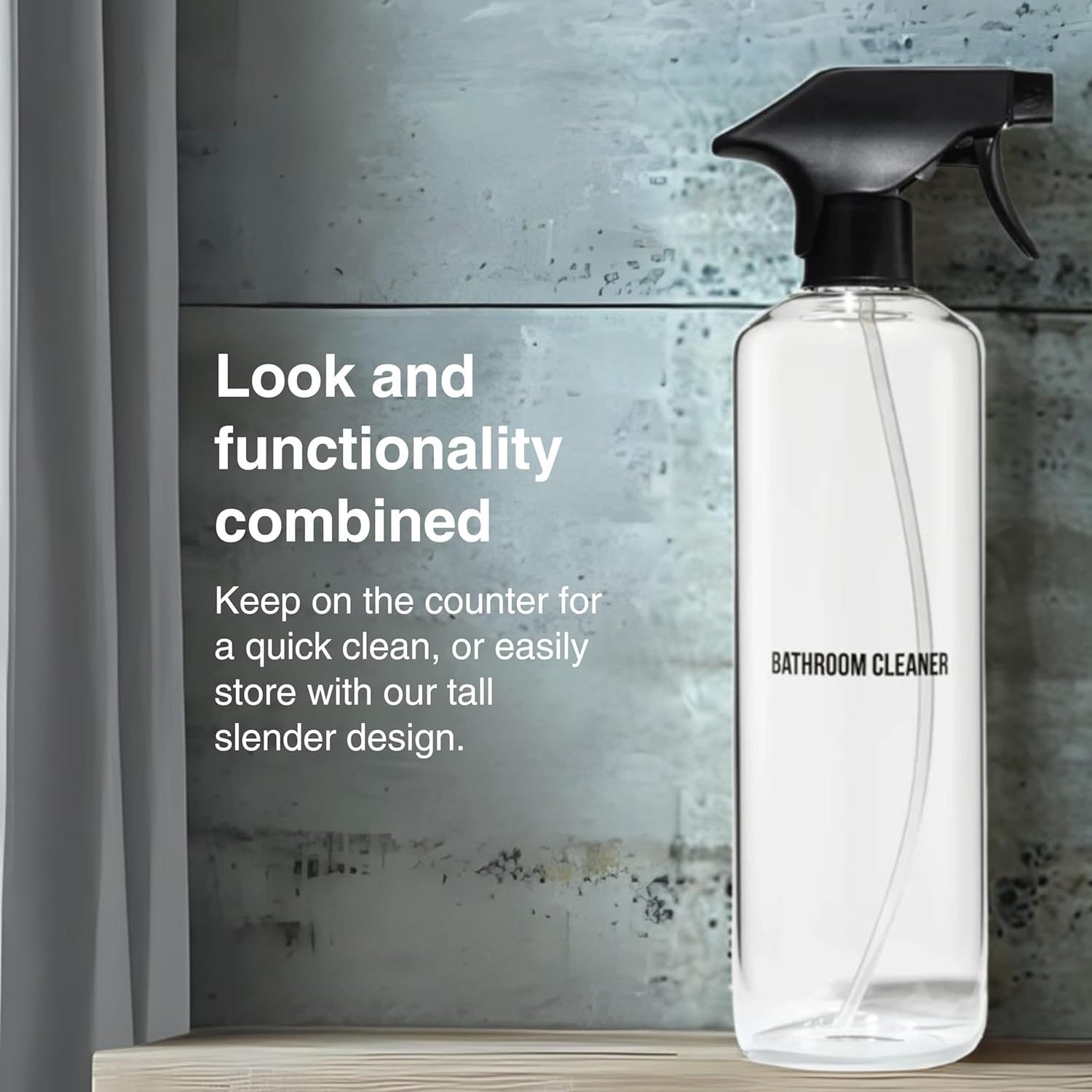 Public Goods Empty Glass Spray Bottle for Bathroom Cleaner | Refillable Spray Bottle for Cleaning | Made with Clear Borosilicate Glass for Toilets, Tile, Showers, Sinks | BPA Free | 24 Oz-VerdiqueGarden