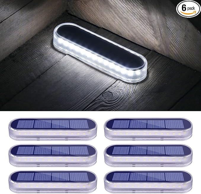 Honalia Solar Driveway Lights Outdoor 6 Pack, Dock Lights Solar Powered Waterproof IP68, Solar Deck Lights Cool White Driveway Markers Concrete Step Lights for Driveway Deck Stairs Marine Dock Runway-VerdiqueGarden