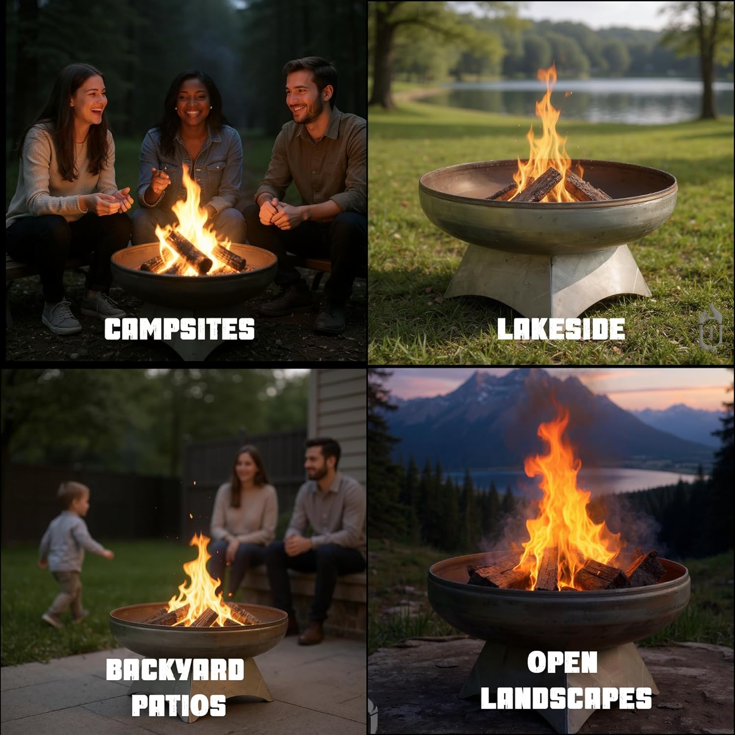 Liberty Fire Pit – Ohio Flame Wood Burning Outdoor Fire Pit - 30" Diameter with Standard Base (Made in USA)-VerdiqueGarden
