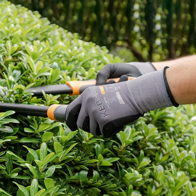 Kebada W2 Work Gloves for Men and Women, Nitrile Coated Working Gloves for Gardening, Construction, Warehouse, Safety Gloves for Work in Yard and Outdoors, 6 Pairs, Large-VerdiqueGarden