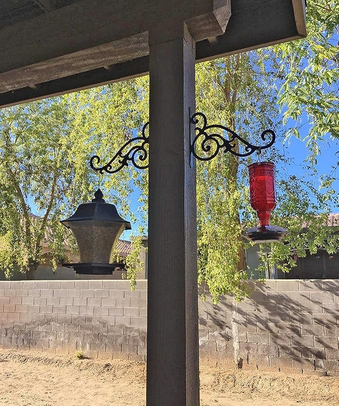 11-Inch Outdoor Decorative Metal Wall Hook for Hanging Lantern Plant Bird Feeder, Black-VerdiqueGarden