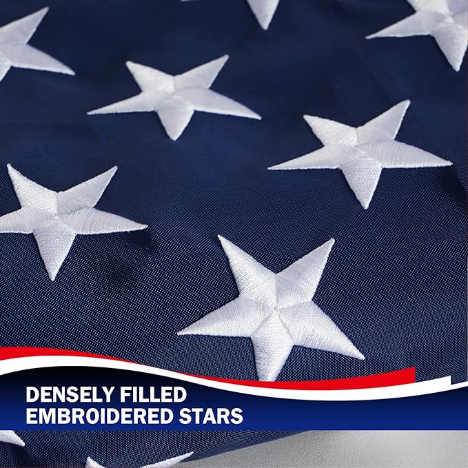 Homissor American Flag 5x8 Embroidered Stars 5x8 Foot Flags USA Heavy Duty Nylon US Outdoor Banner Sewn Stripes with 3 Brass Grommets-VerdiqueGarden