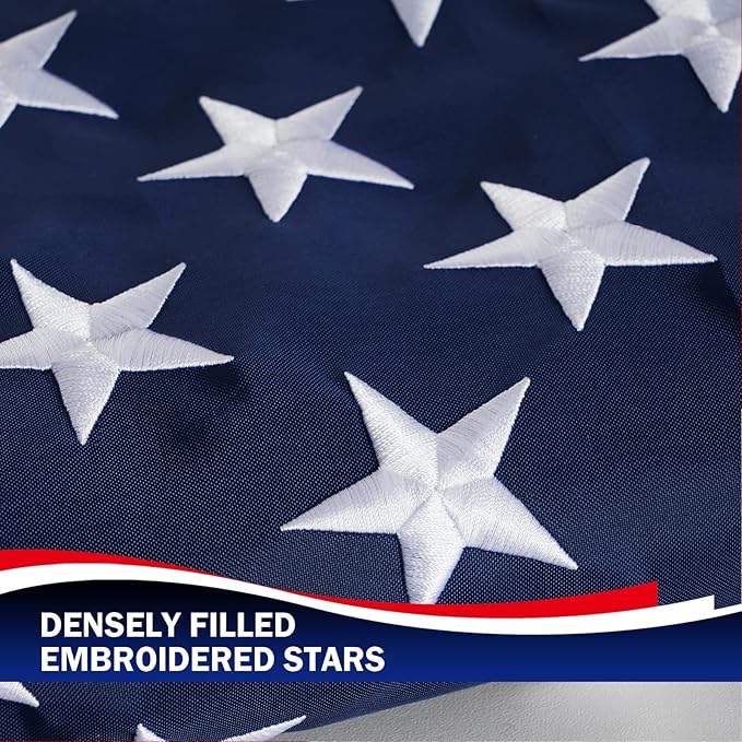 Homissor American Flag 8x12 Outdoor Heavy Duty - Embroidered Star Large USA 8x12 Ft Flags - Longest Lasting US Made from Nylon Sewn Stripes Indoor With 4 Brass Grommets-VerdiqueGarden