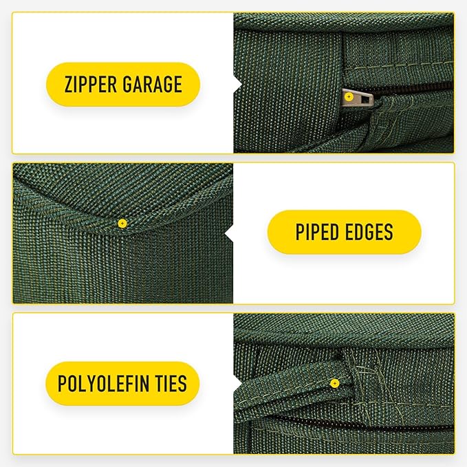 SUNROX Gel Memory Foam Chair Cushions, FadeShield Water-, Stain-Resistant Durable Reversible Seat Cushion Pads with Ties for Indoor/Outdoor Kitchen Dining Office, 19"x19", Set of 4, Heather Fern-VerdiqueGarden