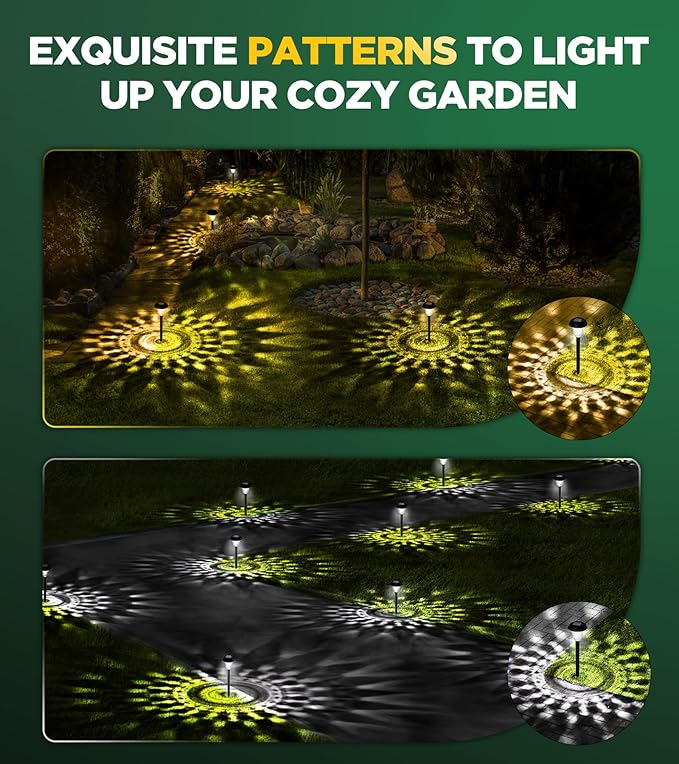 10 Pack Ultra Bright Solar Lights Outdoor Waterproof, from Dusk to Dawn Up to 12H Solar Light for Outside, Auto On/Off Solar Powered Garden Pathway Lights, Landscape Lighting (Warm White)-VerdiqueGarden
