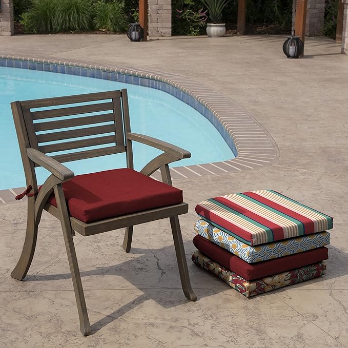 Arden Indoor/Outdoor Seat or Rocking Chair Cushion, 19 x 18, Water Repellent, Rain Proof, Fade Resistant Cushion for Rocking or Dining Chairs Ruby Red Leala-VerdiqueGarden