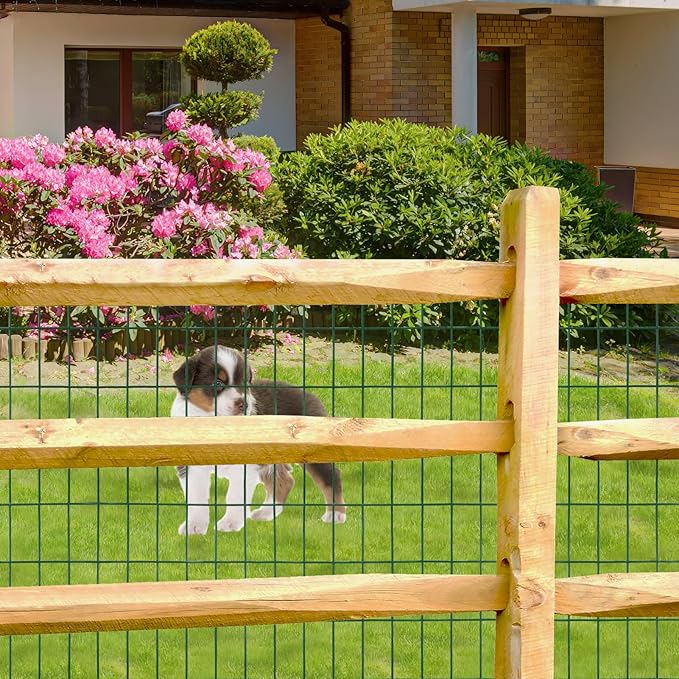 Green PVC Coated Welded Wire Fence 36 Inch x 50 Foot, 2 Inch x 4 Inch 14GA, Garden Border Fencing Roll Vinyl Coating Metal Wire Mesh Hardware Cloth for Yard Vegetable Plant Protection-VerdiqueGarden