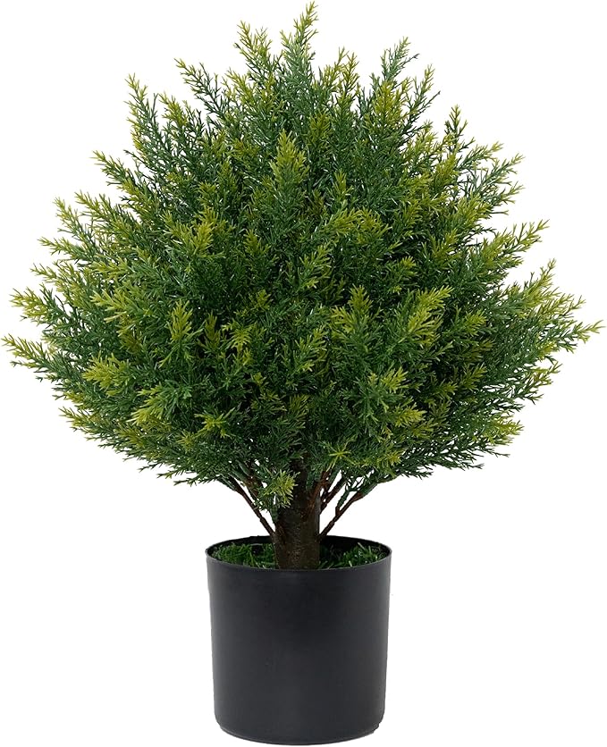 Artificial Topiary Ball Tree 19''T Faux Little Bush Ball Tree UV Resistant Shrub Potted Artificial Plant for Outdoor Indoor Front Porch Garden-VerdiqueGarden