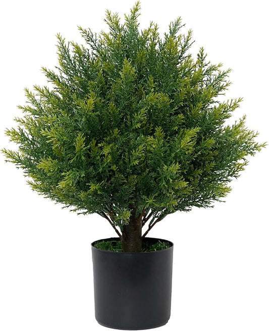 Artificial Topiary Ball Tree 19''T Faux Little Bush Ball Tree UV Resistant Shrub Potted Artificial Plant for Outdoor Indoor Front Porch Garden-VerdiqueGarden