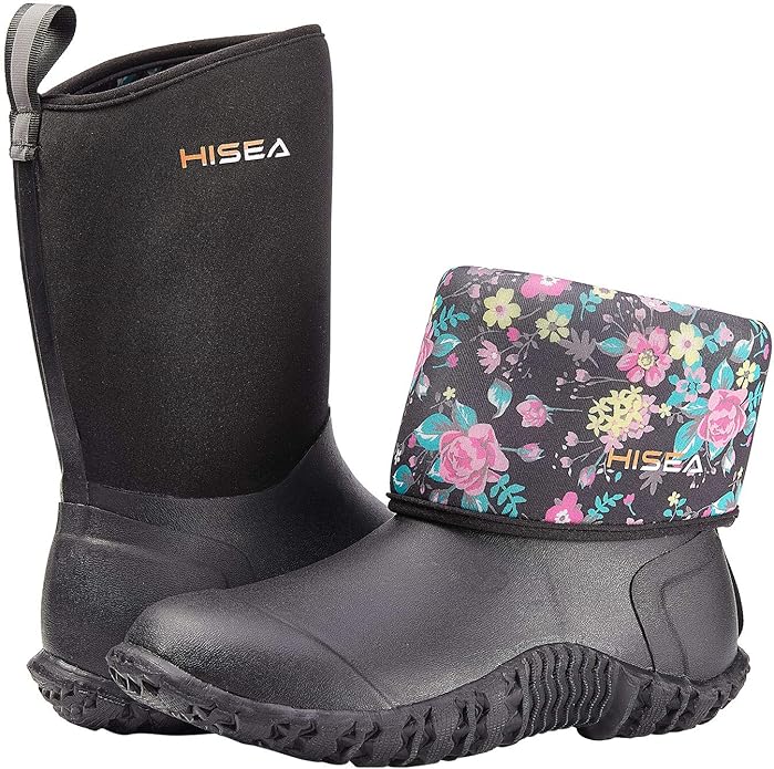 HISEA Women's Rubber Garden Boots Waterproof Insulated Yard Gardening Shoes Mid Height for Mud Working Outdoor-VerdiqueGarden
