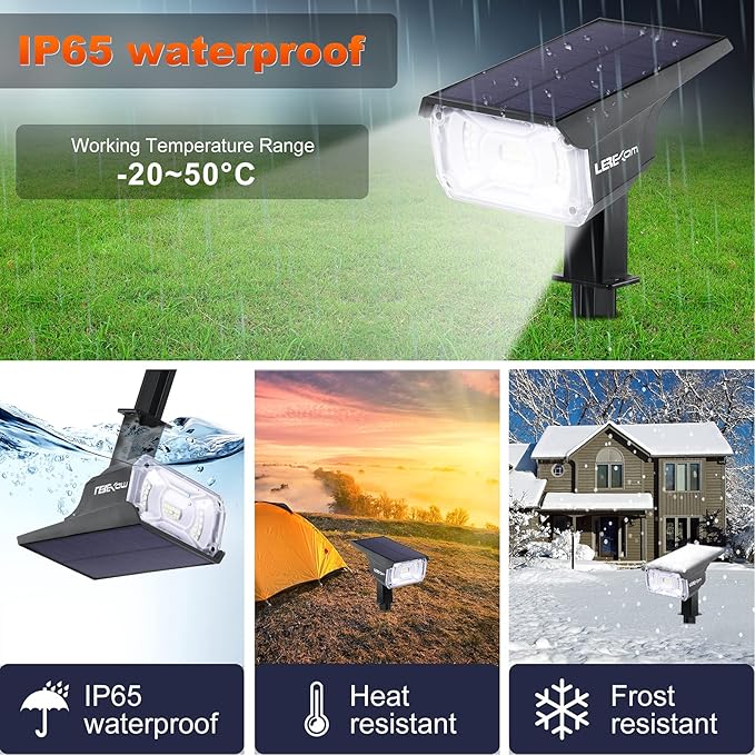 Solar Spot Lights, IP65 Waterproof 40 LEDs Landscape Spotlights,USB & Solar Powered Wall Lights Dark Sensing Auto On/Off,3 Modes Outdoor Solar Garden Lights for Yard Porch 2 Pack-VerdiqueGarden