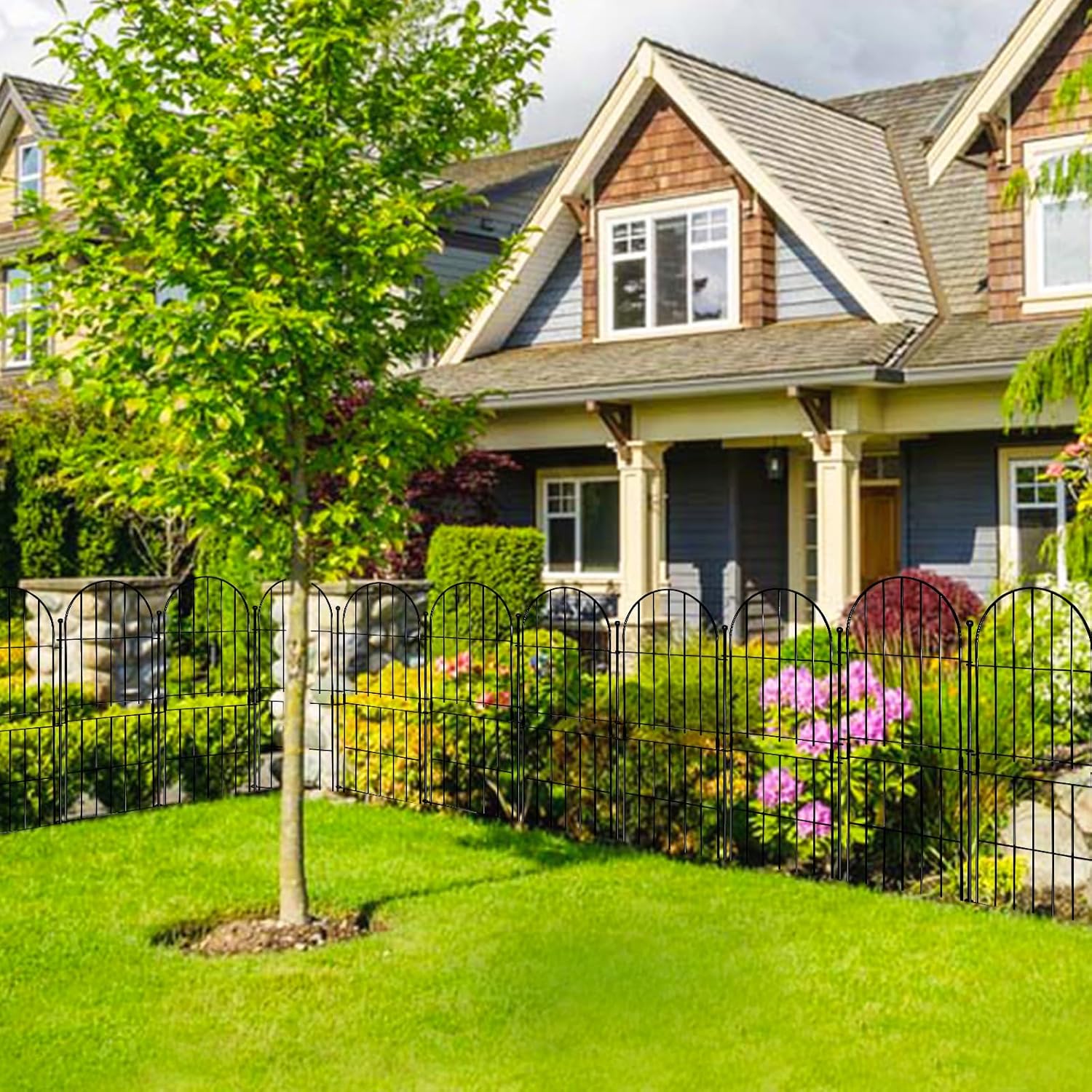 Decorative Garden Fence 31in (H) x10ft (L), 10 Pack No Dig Fence Animal Barrier for Dog, Arched Flower Bed Edging, Wire Border Panel Fencing for Yard Patio Outdoor Decor-VerdiqueGarden