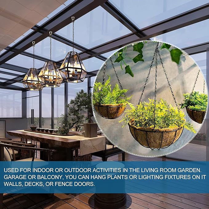 Ceiling Hooks for Hanging Plants (4 PCS Gold),Heavy Duty Metal Plant Hooks, Screw in Hooks for Hanging Birdfeeders, Lamps, Planters, Outdoor Decorative Hooks up to 33 lbs-VerdiqueGarden