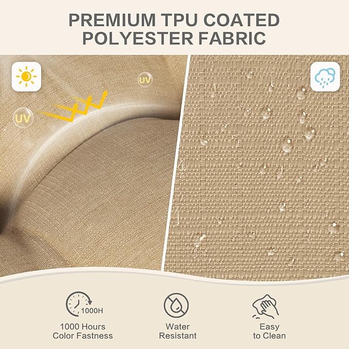 Aoodor 19" x 19" x 5" Tufted Outdoor Chair Cushions, Water Resistant & Fade Resistant Polyester Dining Chair Pads with 2 Straps for Patio Furniture, Set of 4-VerdiqueGarden