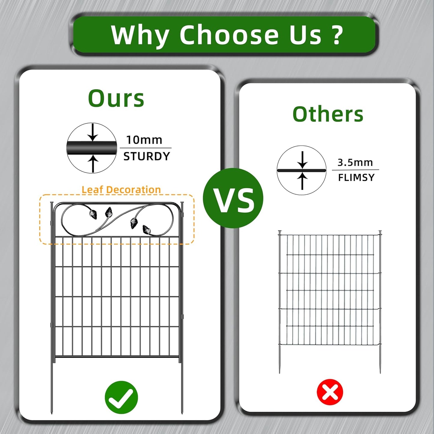 No Dig Decorative Garden Fencing 30in(H) X16ft(L) 8 Panels+9 Stakes Temporary Fence Metal Edging Patio Garden Fence Border for Flower Bed, Animal Barrier for Outdoor-VerdiqueGarden