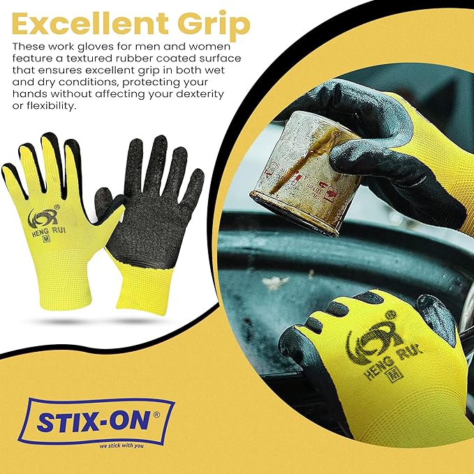 10 OR 20 Pairs Work Gloves–Heavy Duty Rubber Coated Safety Work Gloves–Multipurpose Gloves-VerdiqueGarden