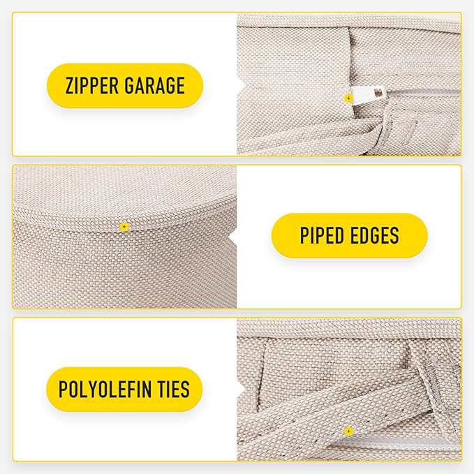 SUNROX Gel Memory Foam Chair Cushions, FadeShield Water-, Stain-Resistant Durable Reversible Seat Cushion Pads with Ties for Indoor/Outdoor Kitchen Dining Office, 17"x16", Set of 4, Cream-VerdiqueGarden