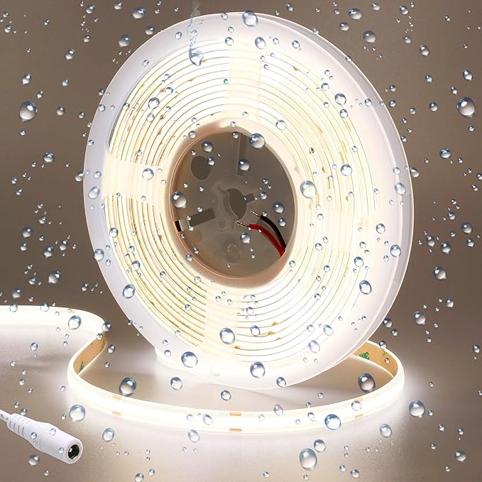 24V COB LED Strip Light Natural White 4000K 5M/16.4ft 2400LEDs Waterproof IP65 Uniform Glow CRI 93+ Flexible LED Tape Lights for DIY Cabinet Bedroom Kitchen Home Decor(No Power Supply)-VerdiqueGarden