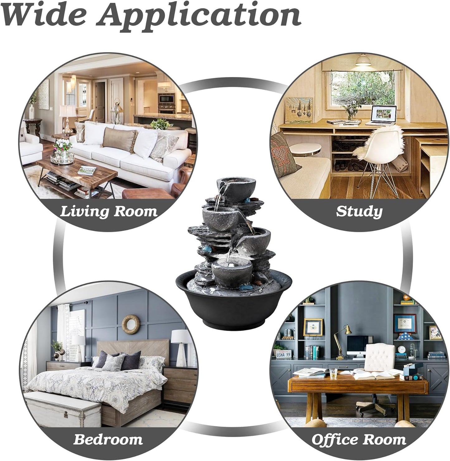 10.6inch Tabletop Fountain, Indoor Waterfall Fountains with LED Light, Realistic Rock Design for Soothing Ambiance in Bedrooms, Living Rooms, Offices, or Meditation Spaces-VerdiqueGarden