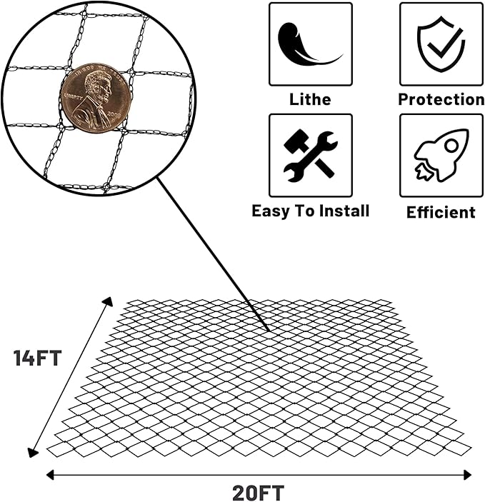 Rainleaf Pond Netting, 14' x 20' Pond Net Cover, Koi Pond Netting for Leaves, Heavy Duty Koi Pond Net Protecting Koi Fish from Herons, Stakes Included, Snare Nets-VerdiqueGarden