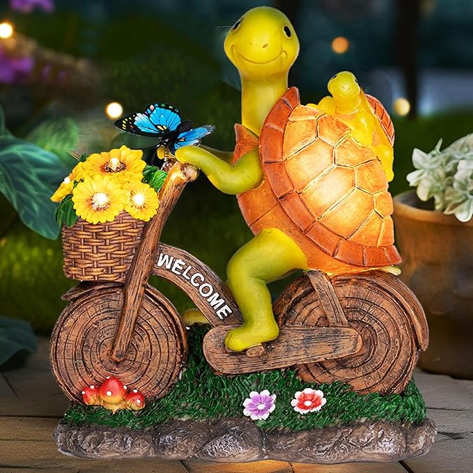 Garden Turtle Outdoor Statue -Solar Turtle Statue Outdoor with Lighted Sunflower,Turle Figurine for Garden Decor,Turtle Gifts for Women-VerdiqueGarden