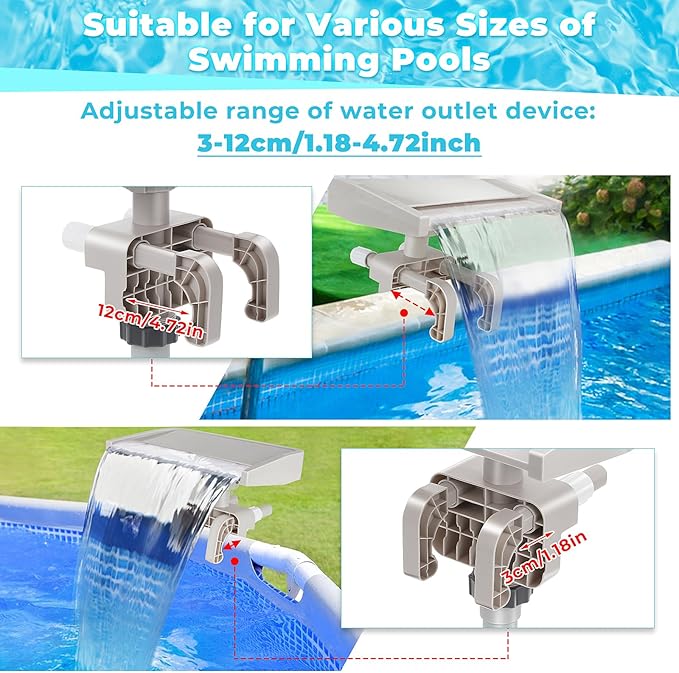 Pool Fountain Waterfall for Above Ground Pools, Smooth Flowing Pool Waterfall, Above Ground Pool Accessories, Cooling and Relaxation Pool Fountain for Outdoor Decor, Swimming Pool-VerdiqueGarden