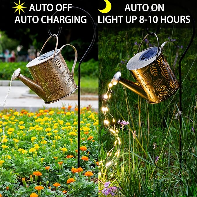 Outdoor Garden Decor Solar Lights, Large Waterproof Watering Can Landscape Lights Hanging Outside Decorations for Gardening Gift Yard Front Porch Clearance Lawn Driveway Patio Backyard Pathway-VerdiqueGarden